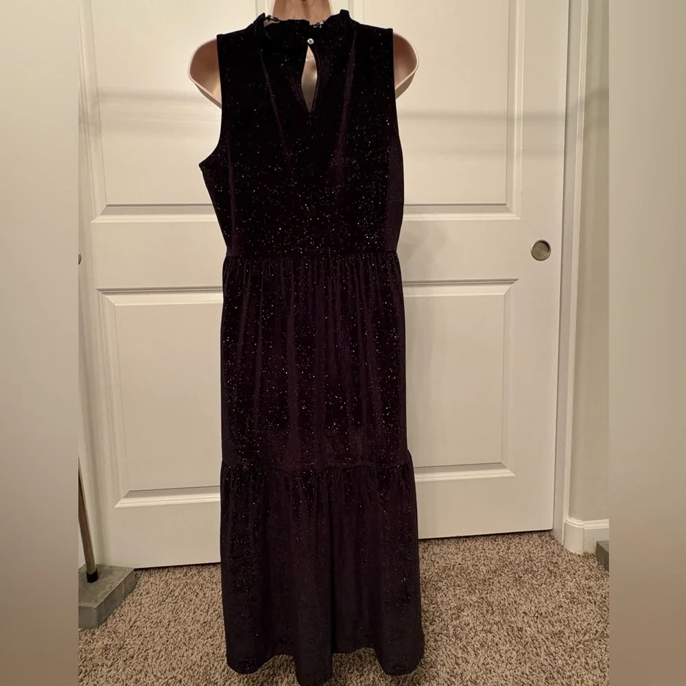 J. Crew Sparkling Black Velvet Maxi Dress NWT!